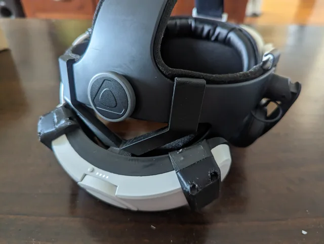 AMVR battery and custom adapter fitted to the headset