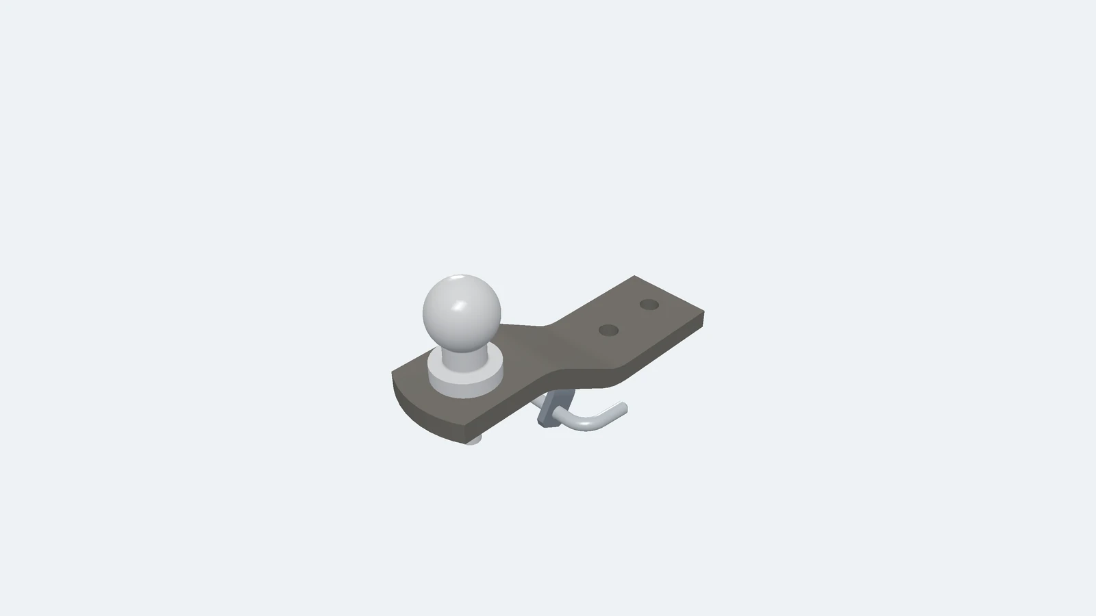 The ball towing coupling in three dimensions, viewed from above one corner