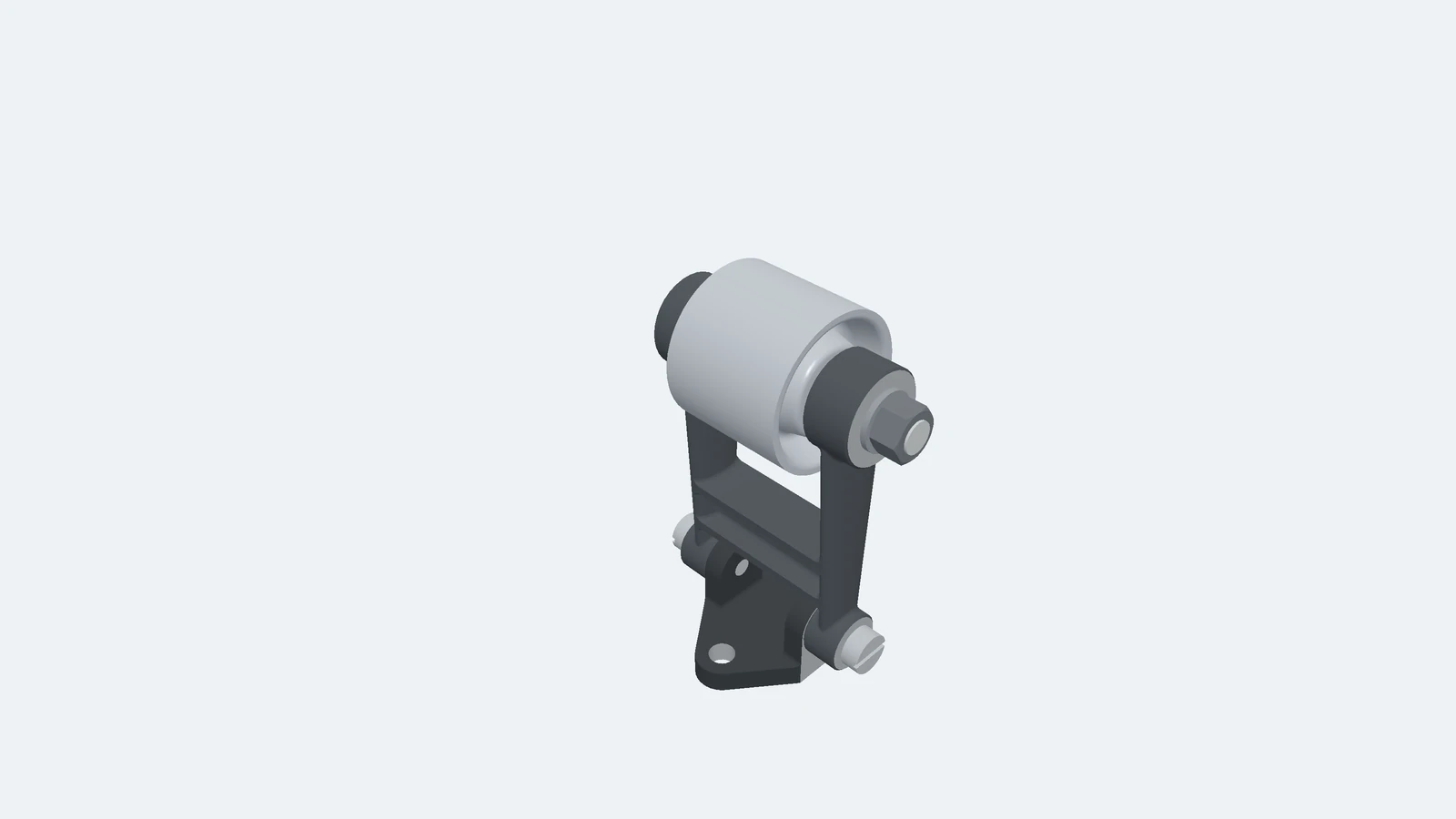 The belt tensioner assembly in three dimensions, viewed from above one corner