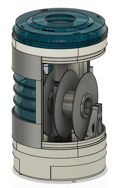 Existing CAD concept image of a vertical filament dehydrator