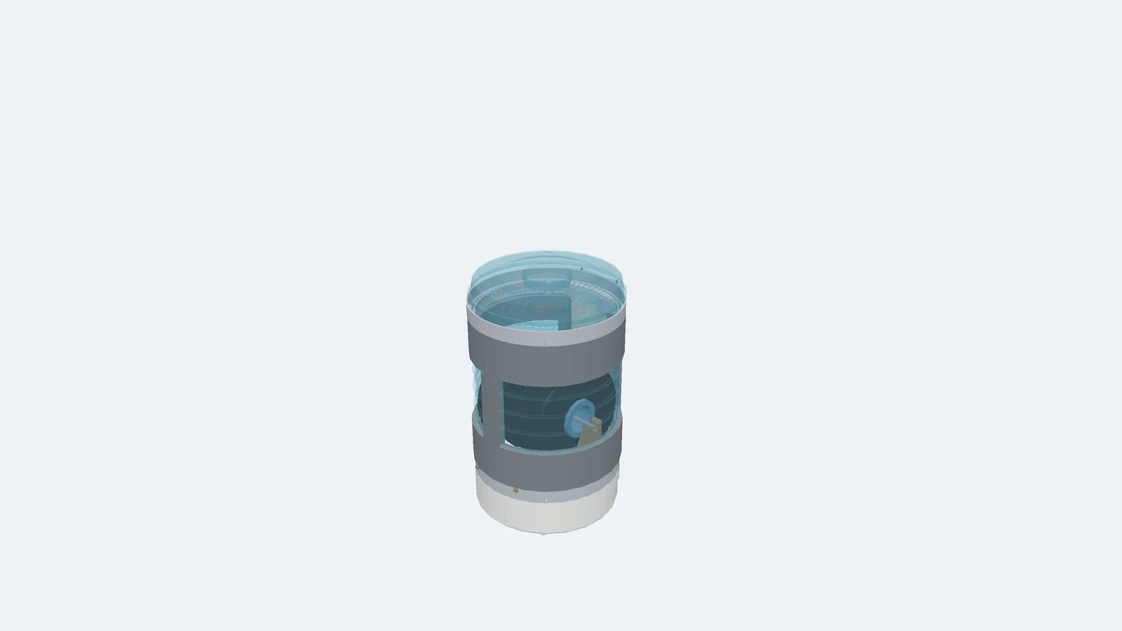 The conceptual vertical dehydrator in three dimensions, viewed from above one corner