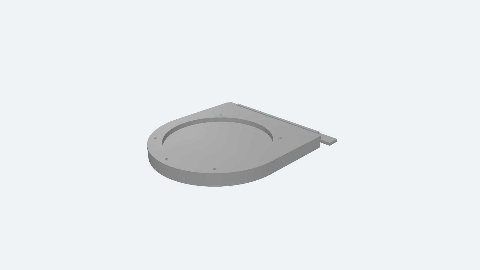 The vent outlet adapter in three dimensions, viewed from above one corner
