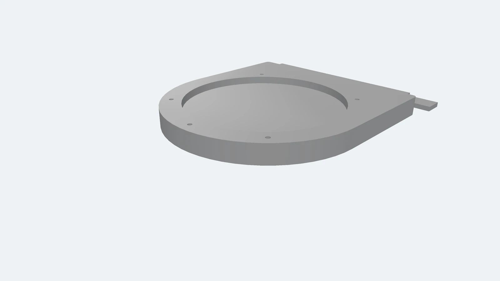 The vent outlet adapter in three dimensions, viewed from above one corner