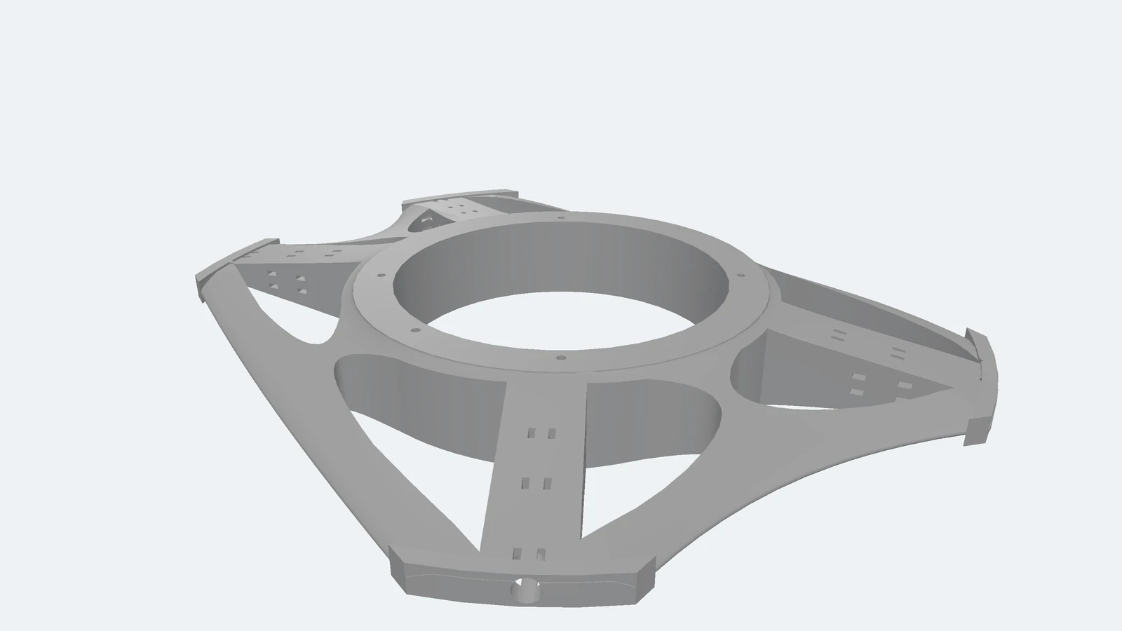 The vent positioning mount in three dimensions, viewed from above one corner
