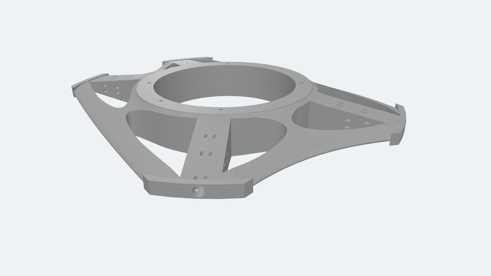 The vent positioning mount in three dimensions, viewed from above one corner
